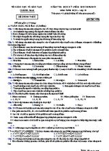 Đề kiểm tra học kỳ I môn Sinh học Lớp 10 - Mã đề 409 - Năm học 2018-2019 - Sở giáo dục và đào tạo tỉnh Quảng Nam